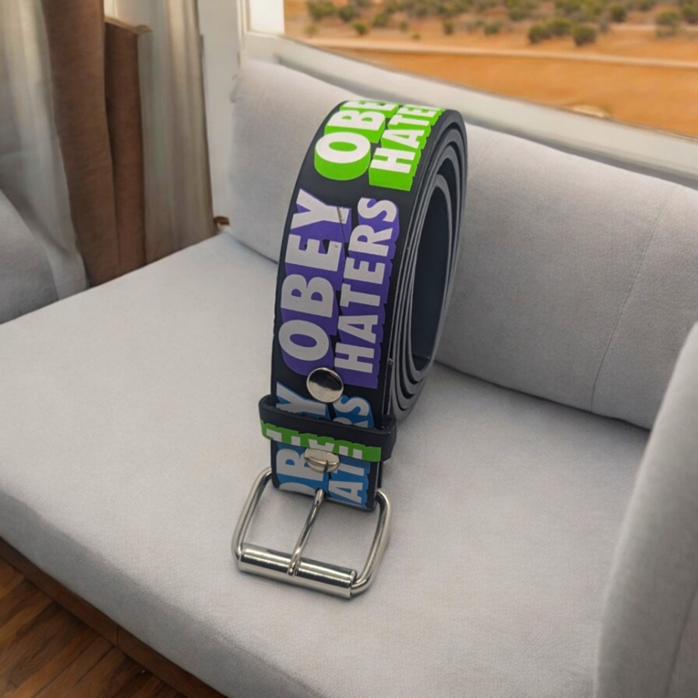 Genuine Leather belt with "OBEY HATERS"